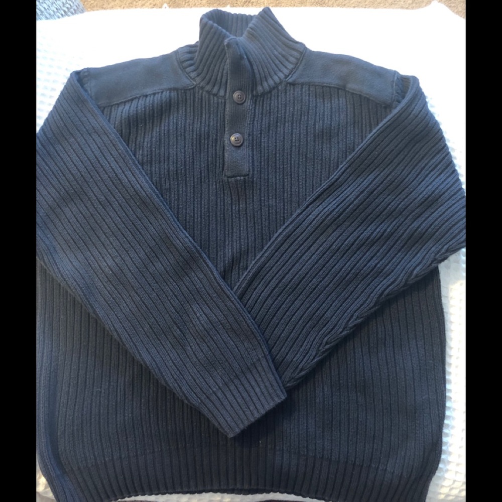Timberland Distressed Henley Ribbed Sweater XXL